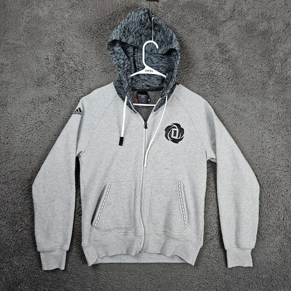 Adidas Derrick Rose Chisel Full Zip Hoodie Mens Gray Basketball Sweatshirt Small